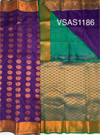 VSAS1186 - violet color body , peacock green color pallu , blouse.