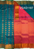 VSAS1187 - peacock blue color body , pink color pallu , blouse.