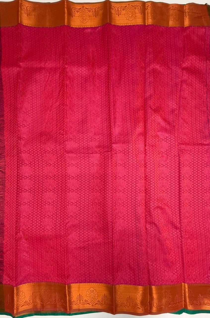 VSAS1187 - peacock blue color body , pink color pallu , blouse.