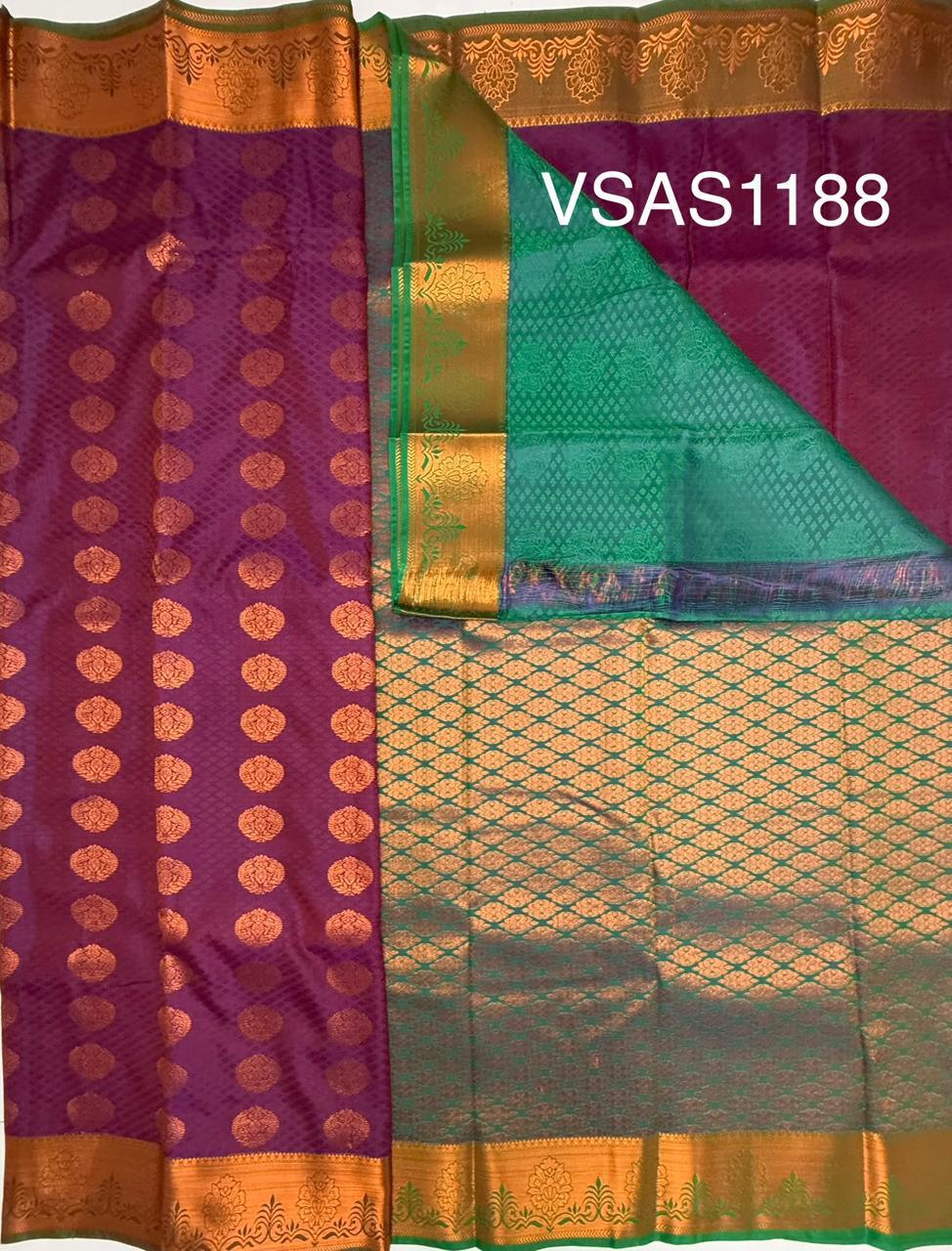 VSAS1188 - purple color body , peacock green color pallu , blouse.