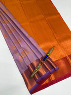 VSAS1192 - lavender color body , pinkish orange color pallu , blouse.