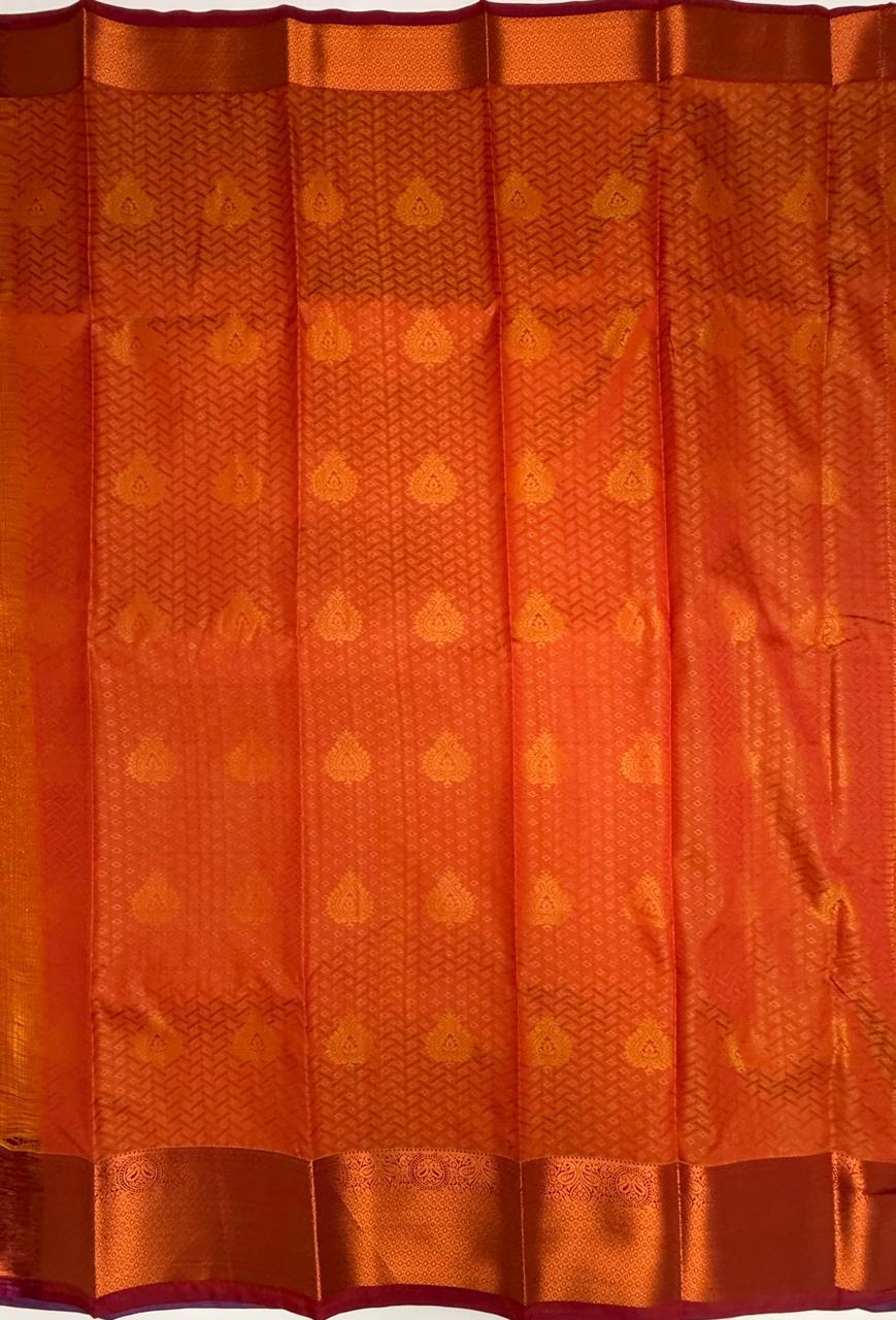 VSAS1192 - lavender color body , pinkish orange color pallu , blouse.