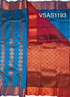 VSAS1193 - dual blue color body , dark purple color pallu , blouse.