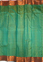 VSAS1196 - peach color body , dual green color pallu , blouse.