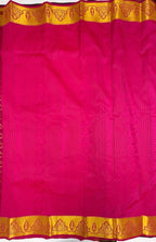 VSAS1197 - green color body , bright pink color pallu , blouse.