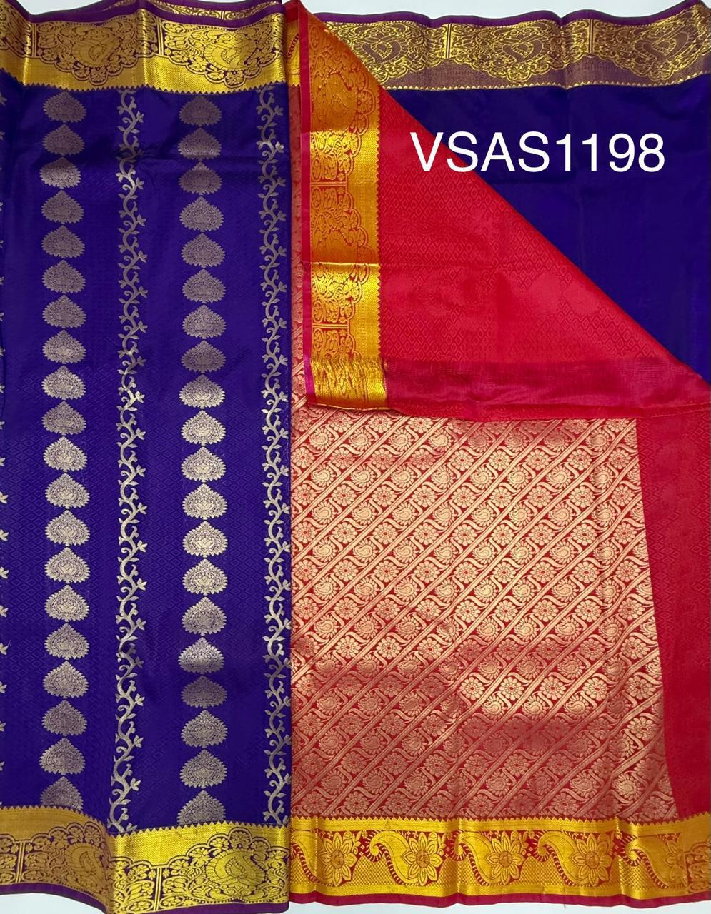 VSAS1198 - violet color body , dark pink color pallu , blouse.