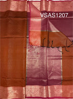 VSAS1207 - honey brown color body , pink color pallu , blouse.