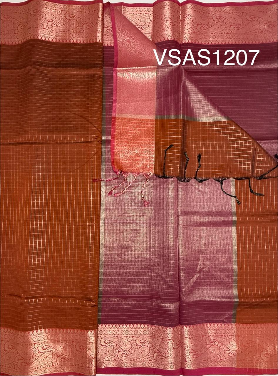 VSAS1207 - honey brown color body , pink color pallu , blouse.