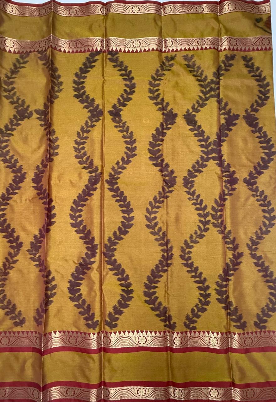 VSAS1211 - dual blue color body , honey brown color pallu , blouse.