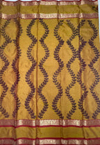 VSAS1211 - dual blue color body , honey brown color pallu , blouse.
