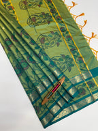 VSAS1212 - blue with green color body, pallu , blouse.