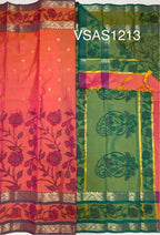 VSAS1213 - pink with yellow color body , blue with green color pallu , blouse.