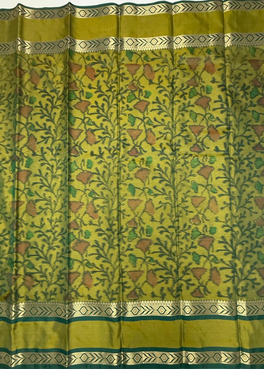 VSAS1217 - blue with green color body , mehandi green color pallu , blouse.