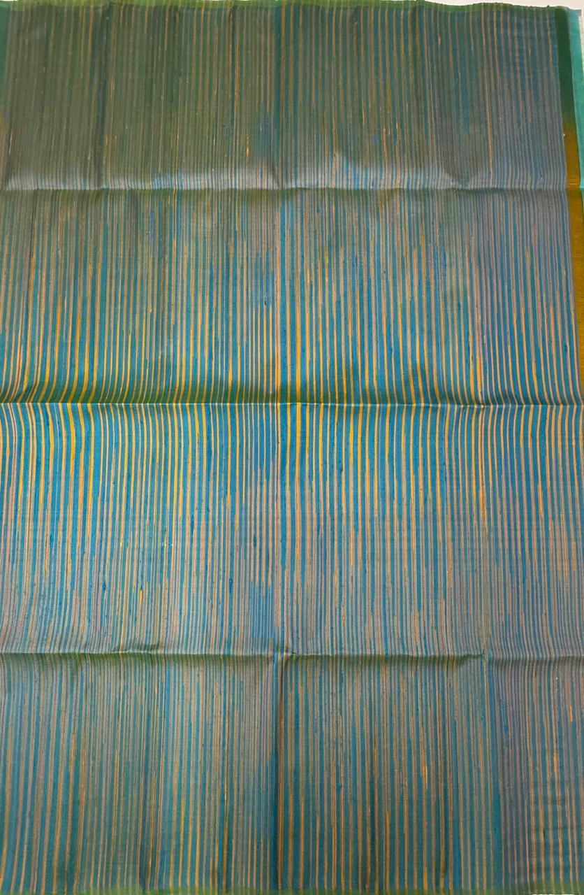 VSD140 - mustard yellow color body &amp; blue with green color pallu,blouse - Pure silk saree