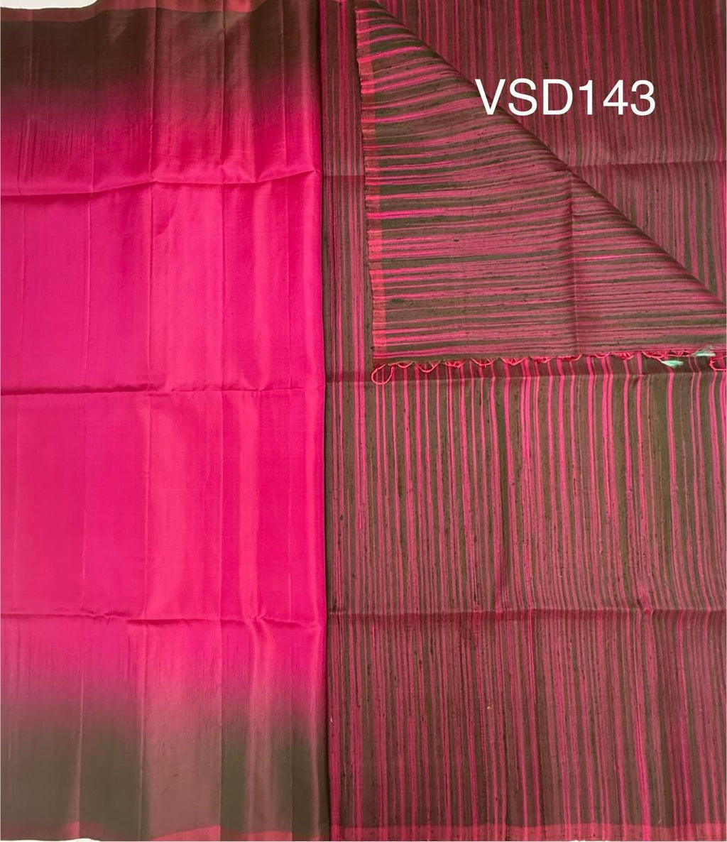 VSD143 - rani pink color body &amp; rani pink with brown color pallu,blouse - Pure silk saree