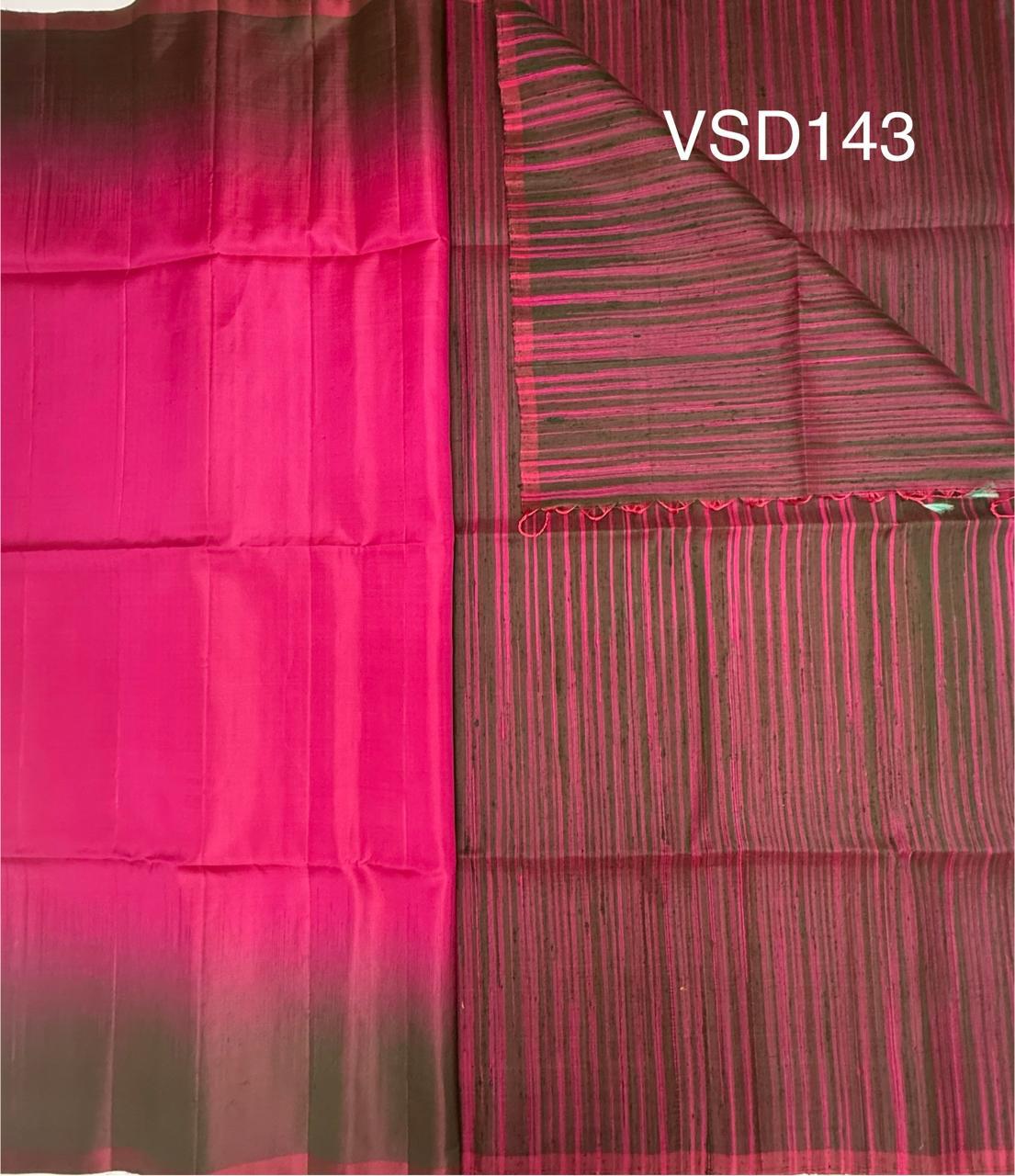 VSD143 - rani pink color body &amp; rani pink with brown color pallu,blouse - Pure silk saree