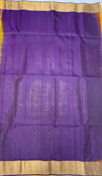 VSZB234 - bright yellow color body , violet color pallu , blouse - Pure silk saree