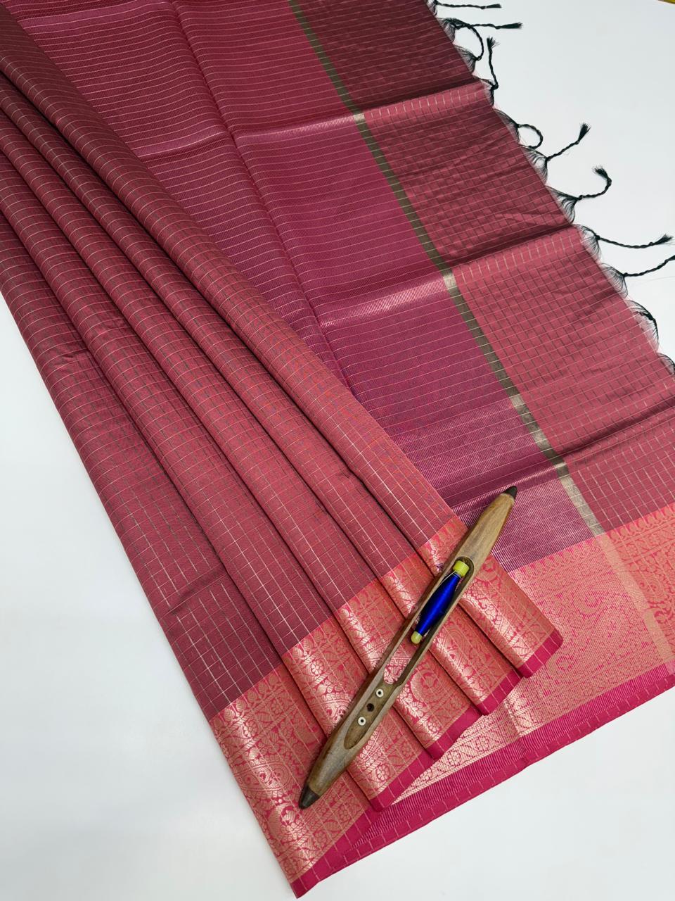 VSAS1208 - dusky pink color body , pink color pallu , blouse.
