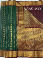VSAS1230 - bottle green color body , maroon color pallu , blouse.