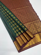 VSAS1230 - bottle green color body , maroon color pallu , blouse.