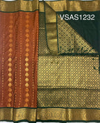VSAS1232 - honey brown color body , bottle green color pallu , blouse.