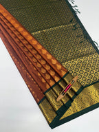 VSAS1232 - honey brown color body , bottle green color pallu , blouse.
