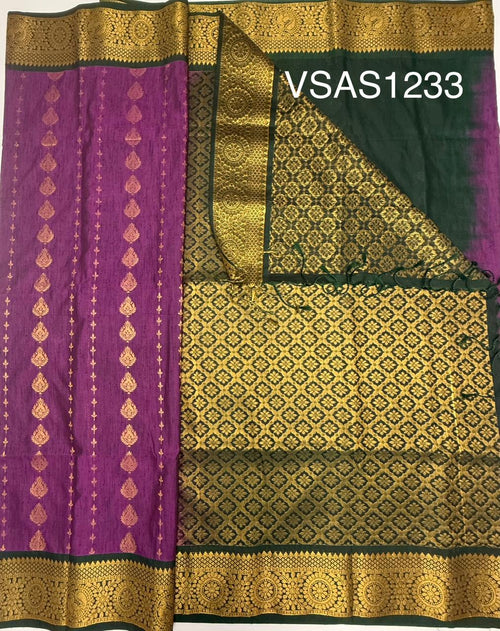 VSAS1233 - purple color body , bottle green color pallu , blouse.