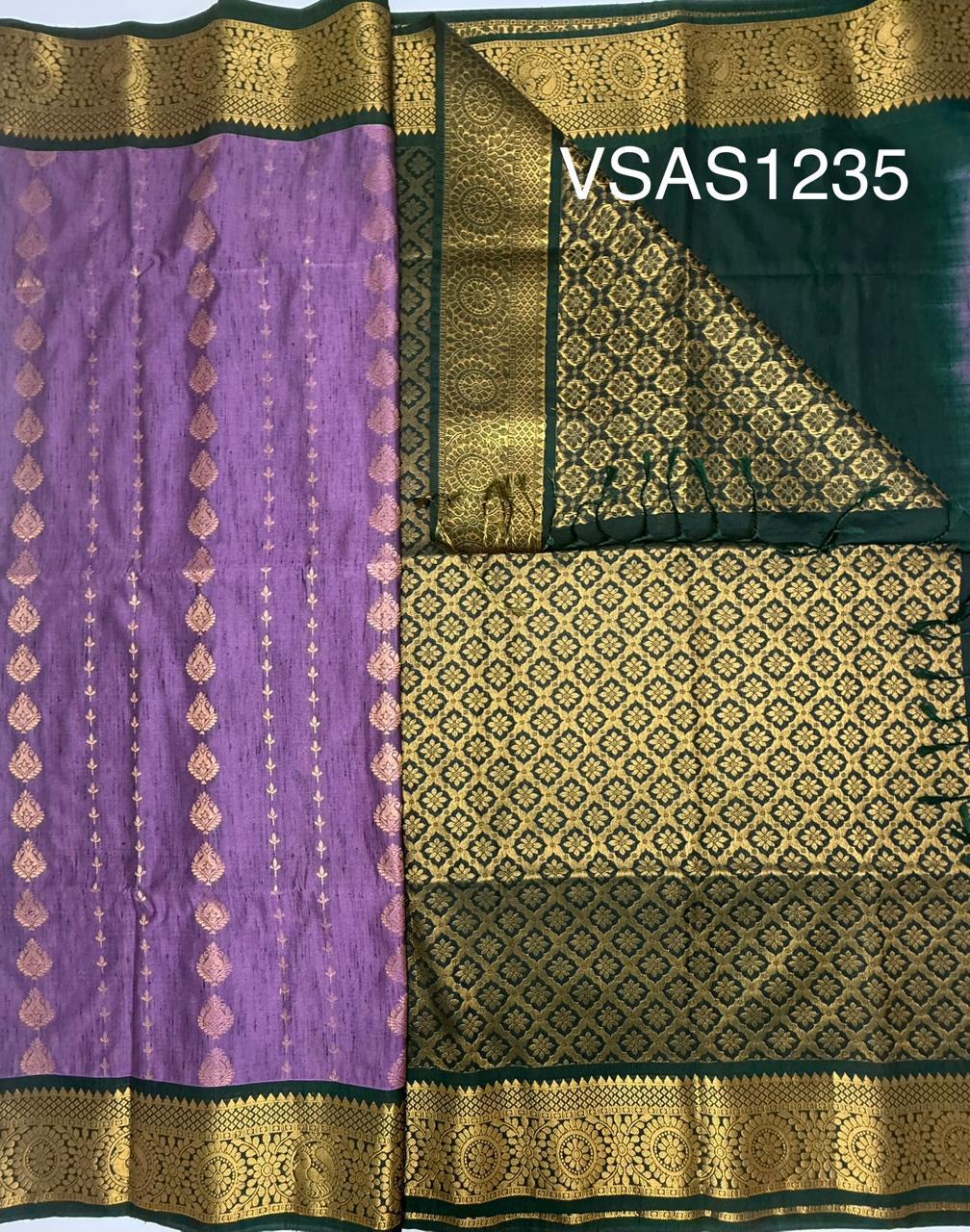 VSAS1235 - lavender color body , bottle green color pallu , blouse.