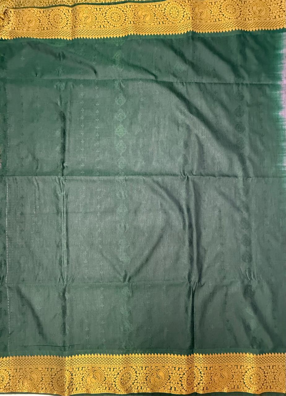 VSAS1235 - lavender color body , bottle green color pallu , blouse.