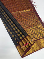 VSAS1238 - navy blue color body , maroon color pallu , blouse.