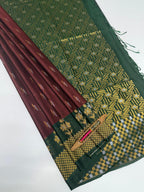 VSAS1240 - dark maroon color body , bottle green color pallu , blouse.