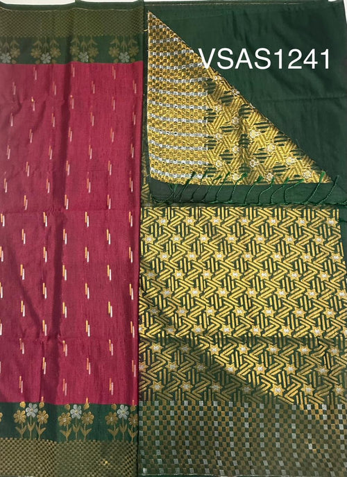VSAS1241 - dark purple color body , bottle green color pallu , blouse.