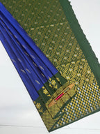 VSAS1242 - ink blue color body , bottle green color pallu , blouse.