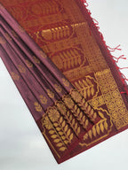 VSAS1243 - dusky pink color body , maroon color pallu , blouse.