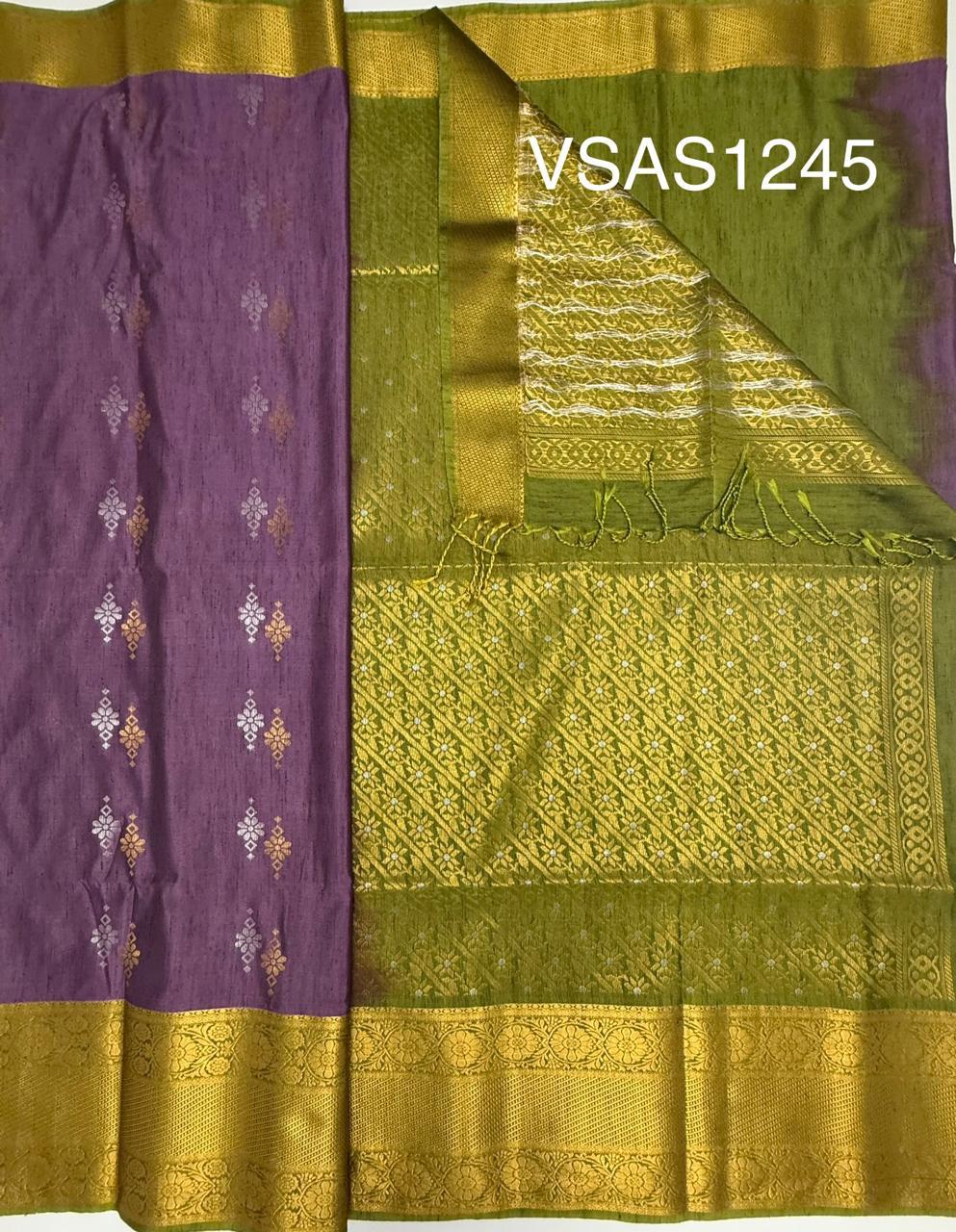 VSAS1245 - lavender color body , mehandi green color pallu , blouse.