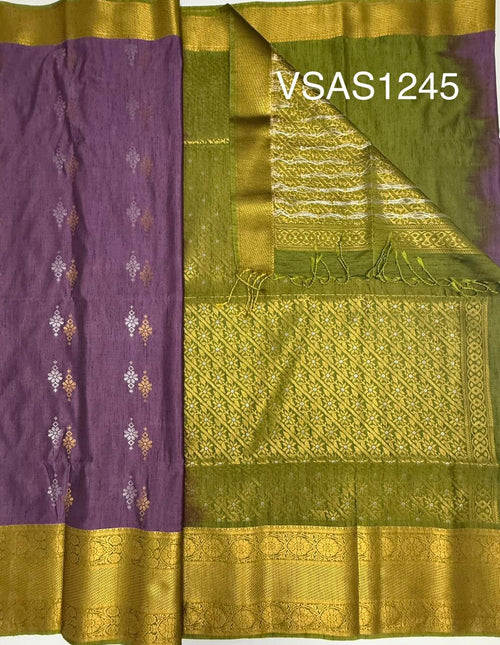 VSAS1245 - lavender color body , mehandi green color pallu , blouse.