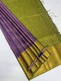 VSAS1245 - lavender color body , mehandi green color pallu , blouse.
