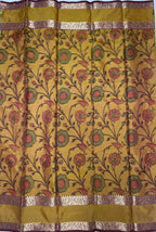 VSAS1267 - violet with blue color body , mustard color pallu , blouse.