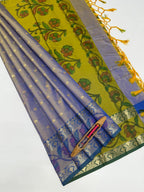 VSAS1270 - peacock green with blue color body , mehandi green color pallu , blouse.
