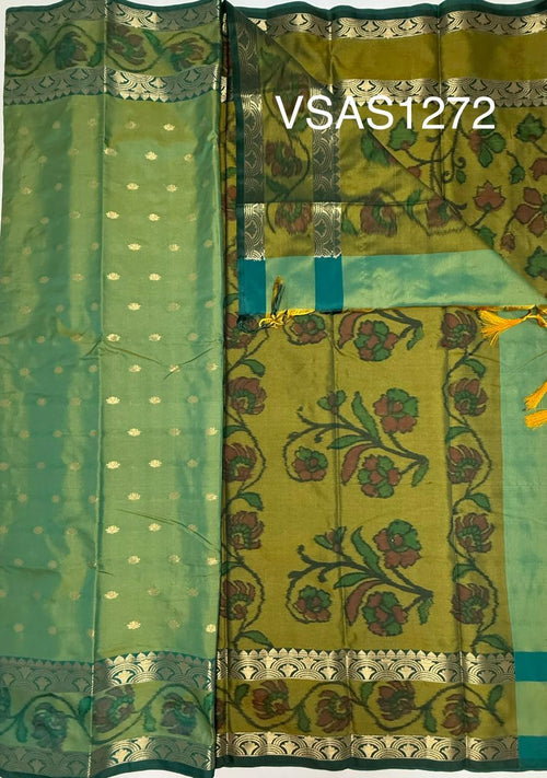 VSAS1272 - dual green color body , mehandi green color pallu , blouse.