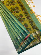 VSAS1272 - dual green color body , mehandi green color pallu , blouse.