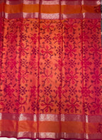 VSAS1273 - vioelt wiht blue color body , pinkish orange color pallu , blouse.