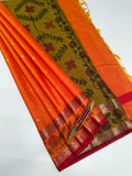 VSAS1284 - orange color body , mustard color pallu , blouse.