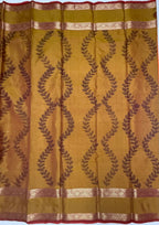 VSAS1284 - orange color body , mustard color pallu , blouse.