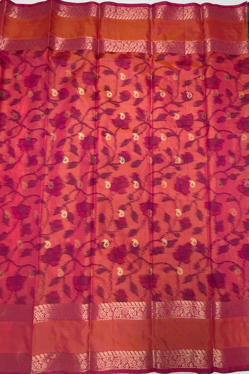 VSAS1286 - dual green color body , pinkish orange color pallu , blouse.