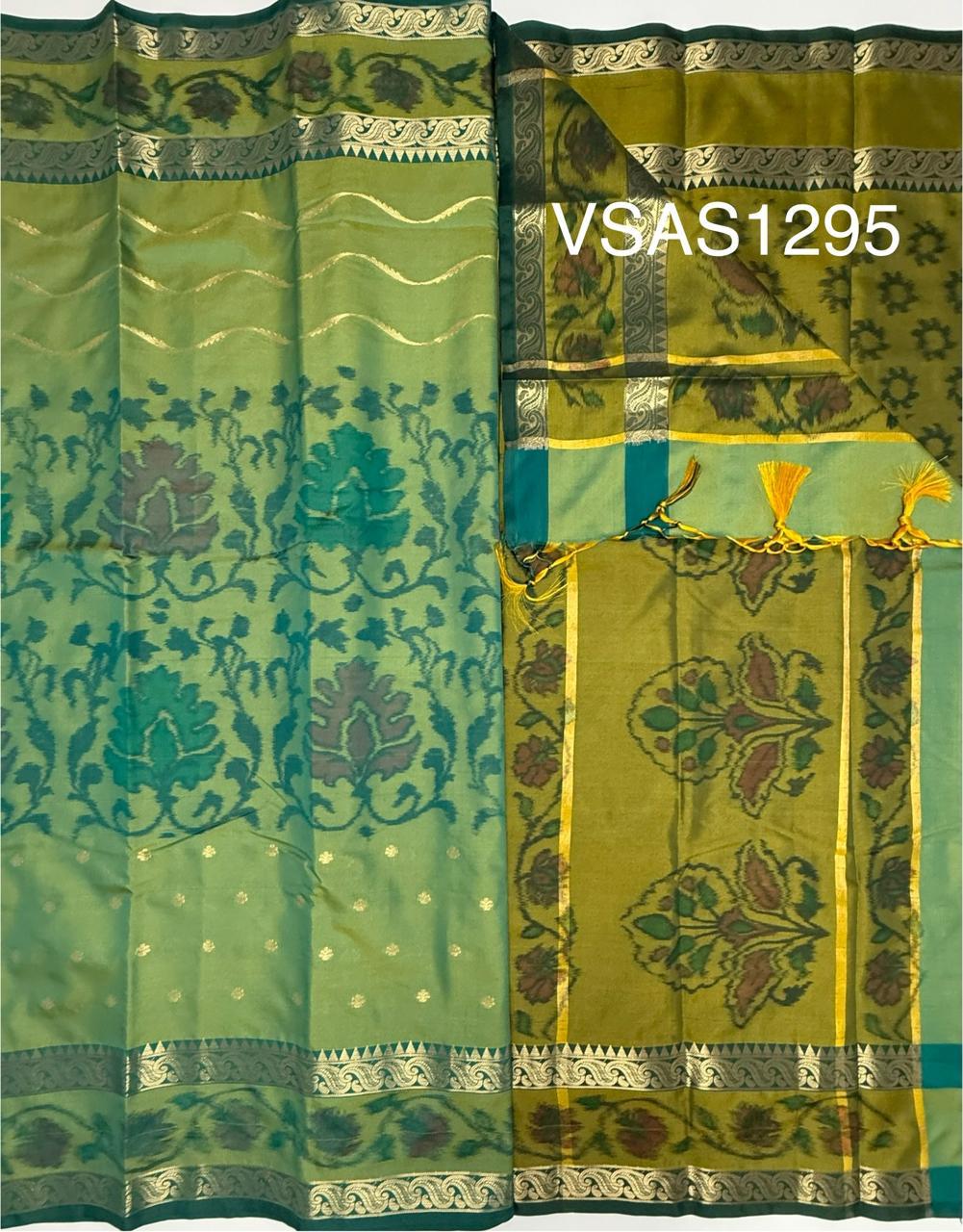 VSAS1295 - dual green color body , mehandi green color pallu , blouse.