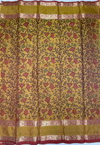 VSAS1304 - dual green color body , mustard color pallu , blouse.