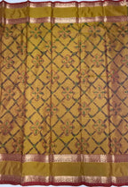VSAS1313 - orange color body , mustard color pallu , blouse.