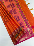 VSAS1321 - orange color body , pinkish orange color pallu , blouse.