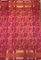 VSAS1321 - orange color body , pinkish orange color pallu , blouse.